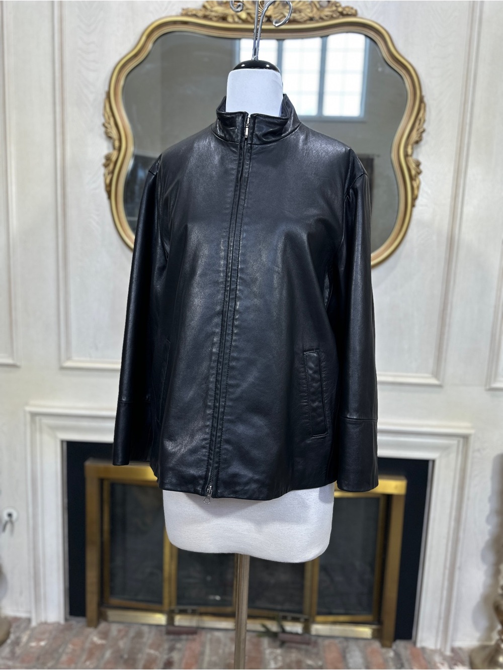 Eddie Bauer Black Lambskin Leather Jacket XXL Vintage Minimalist Gorpcore Indie